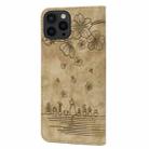 For iPhone 16 Pro Max Cartoon Sakura Cat Embossed Leather Phone Case(Brown) - 3