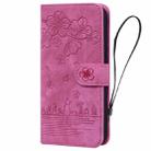 For iPhone 16 Pro Max Cartoon Sakura Cat Embossed Leather Phone Case(Rose Red) - 2