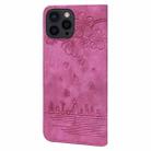 For iPhone 16 Pro Max Cartoon Sakura Cat Embossed Leather Phone Case(Rose Red) - 3