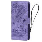 For iPhone 16 Pro Max Cartoon Sakura Cat Embossed Leather Phone Case(Purple) - 2