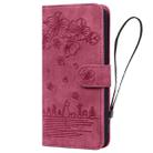 For iPhone 16 Pro Max Cartoon Sakura Cat Embossed Leather Phone Case(Wine Red) - 2