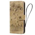 For iPhone 16 Plus Cartoon Sakura Cat Embossed Leather Phone Case(Brown) - 2