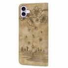 For iPhone 16 Plus Cartoon Sakura Cat Embossed Leather Phone Case(Brown) - 3