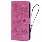 For iPhone 16 Plus Cartoon Sakura Cat Embossed Leather Phone Case(Rose Red) - 2