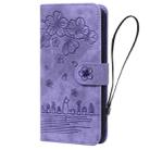 For iPhone 16 Plus Cartoon Sakura Cat Embossed Leather Phone Case(Purple) - 2