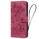 For iPhone 16 Plus Cartoon Sakura Cat Embossed Leather Phone Case(Wine Red) - 2