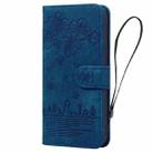 For iPhone 16 Cartoon Sakura Cat Embossed Leather Phone Case(Royal Blue) - 2