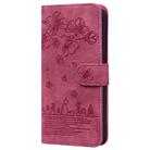 For iPhone 16e Cartoon Sakura Cat Embossed Leather Phone Case(Wine Red) - 2