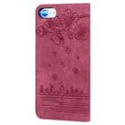 For iPhone 16e Cartoon Sakura Cat Embossed Leather Phone Case(Wine Red) - 3