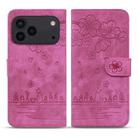 For iPhone 17 Pro Max Cartoon Sakura Cat Embossed Leather Phone Case(Rose Red) - 1