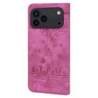For iPhone 17 Pro Max Cartoon Sakura Cat Embossed Leather Phone Case(Rose Red) - 3