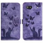 For Google Pixel 6a Butterfly Cat Embossing Flip Leather Phone Case(Purple) - 1