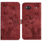For Google Pixel 6a Butterfly Cat Embossing Flip Leather Phone Case(Red) - 1