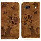 For Google Pixel 6a Butterfly Cat Embossing Flip Leather Phone Case(Brown) - 1