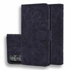 For Samsung Galaxy Z Fold3 5G Mandala Embossed Dual-Fold Calf Leather Phone Case(Black) - 1