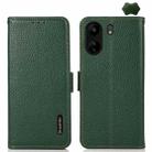 For Xiaomi Redmi 13C KHAZNEH Side-Magnetic Litchi Genuine Leather RFID Phone Case(Green) - 1