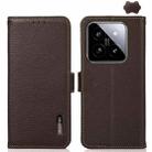 For Xiaomi 14 Ultra KHAZNEH Side-Magnetic Litchi Genuine Leather RFID Phone Case(Brown) - 1