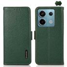 For Xiaomi Redmi Note 13 KHAZNEH Side-Magnetic Litchi Genuine Leather RFID Phone Case(Green) - 1