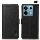 For Xiaomi Redmi Note 13 Pro KHAZNEH Side-Magnetic Litchi Genuine Leather RFID Phone Case(Black) - 1