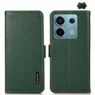 For Xiaomi Redmi Note 13 Pro KHAZNEH Side-Magnetic Litchi Genuine Leather RFID Phone Case(Green) - 1