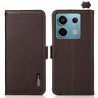 For Xiaomi Redmi Note 13 Pro KHAZNEH Side-Magnetic Litchi Genuine Leather RFID Phone Case(Brown) - 1