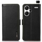 For Xiaomi Redmi Note 13 Pro+ KHAZNEH Side-Magnetic Litchi Genuine Leather RFID Phone Case(Black) - 1