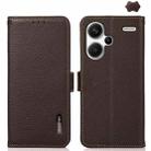 For Xiaomi Redmi Note 13 Pro+ KHAZNEH Side-Magnetic Litchi Genuine Leather RFID Phone Case(Brown) - 1