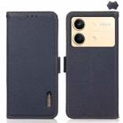 For Xiaomi Redmi Note 13R Pro KHAZNEH Side-Magnetic Litchi Genuine Leather RFID Phone Case(Blue) - 1