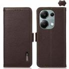 For Xiaomi Redmi Note 13 Pro 4G/Poco M6 Pro 4G KHAZNEH Side-Magnetic Litchi Genuine Leather RFID Phone Case(Brown) - 1