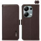 For Xiaomi Redmi Note 13 4G KHAZNEH Side-Magnetic Litchi Genuine Leather RFID Phone Case(Brown) - 1