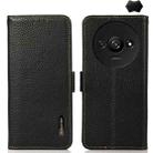 For Xiaomi Redmi A3 KHAZNEH Side-Magnetic Litchi Genuine Leather RFID Phone Case(Black) - 1
