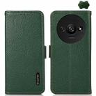 For Xiaomi Redmi A3 KHAZNEH Side-Magnetic Litchi Genuine Leather RFID Phone Case(Green) - 1