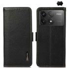 For Xiaomi POCO F6 Pro KHAZNEH Side-Magnetic Litchi Genuine Leather RFID Phone Case(Black) - 1