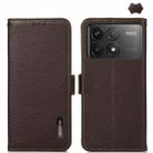 For Xiaomi Redmi K70 Pro KHAZNEH Side-Magnetic Litchi Genuine Leather RFID Phone Case(Brown) - 1