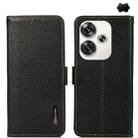 For Xiaomi POCO F6 KHAZNEH Side-Magnetic Litchi Genuine Leather RFID Phone Case(Black) - 1
