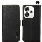 For Xiaomi Redmi Turbo 3 KHAZNEH Side-Magnetic Litchi Genuine Leather RFID Phone Case(Black) - 1