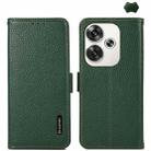 For Xiaomi Redmi Turbo 3 KHAZNEH Side-Magnetic Litchi Genuine Leather RFID Phone Case(Green) - 1