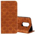 For Xiaomi Redmi Note 9 / 10X Lucky Flowers Embossing Pattern Magnetic Horizontal Flip Leather Case with Holder & Card Slots(Brown) - 1