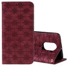 For Xiaomi Redmi Note 9 / 10X Lucky Flowers Embossing Pattern Magnetic Horizontal Flip Leather Case with Holder & Card Slots(Wine Red) - 1