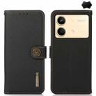 For Xiaomi Redmi Note 13R Pro KHAZNEH Custer Texture RFID Genuine Leather Phone Case(Black) - 1