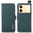 For Xiaomi Redmi Note 13R Pro KHAZNEH Custer Texture RFID Genuine Leather Phone Case(Green) - 1