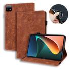 For Xiaomi Pad 6 / Pad 6 Pro Calf Texture Embossed Leather Tablet Case(Brown) - 1