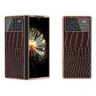 For Xiaomi Mix Fold 3 Nano Plating Genuine Leather Crocodile Pattern Phone Case(Coffee) - 1