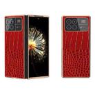 For Xiaomi Mix Fold 3 Nano Plating Genuine Leather Crocodile Pattern Phone Case(Red) - 1