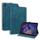 For Samsung Galaxy Tab A9 Love Butterfly Embossed Leather Tablet Case(Blue) - 1
