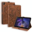 For Samsung Galaxy Tab A9 Love Butterfly Embossed Leather Tablet Case(Brown) - 1