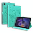 For Samsung Galaxy Tab A9+ Love Butterfly Embossed Leather Tablet Case(Mint Green) - 1