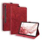 For Samsung Galaxy Tab S9 FE Love Butterfly Embossed Leather Tablet Case(Red) - 1