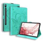 For Samsung Galaxy Tab S9 FE Love Butterfly Embossed Leather Tablet Case(Mint Green) - 1