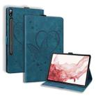 For Samsung Galaxy Tab S9 FE+ Love Butterfly Embossed Leather Tablet Case(Blue) - 1